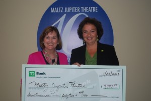 Tricia Trimble (left) and Maria Friedman at the TD Bank contribution ceremony.